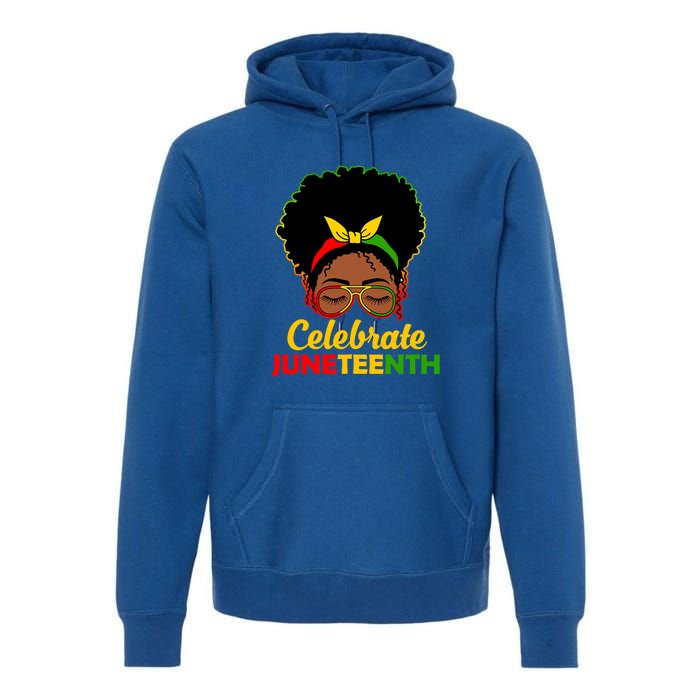 Black Women Messy Bun Juneteenth Celebrate Indepedence Day Gift African Pride Premium Hoodie