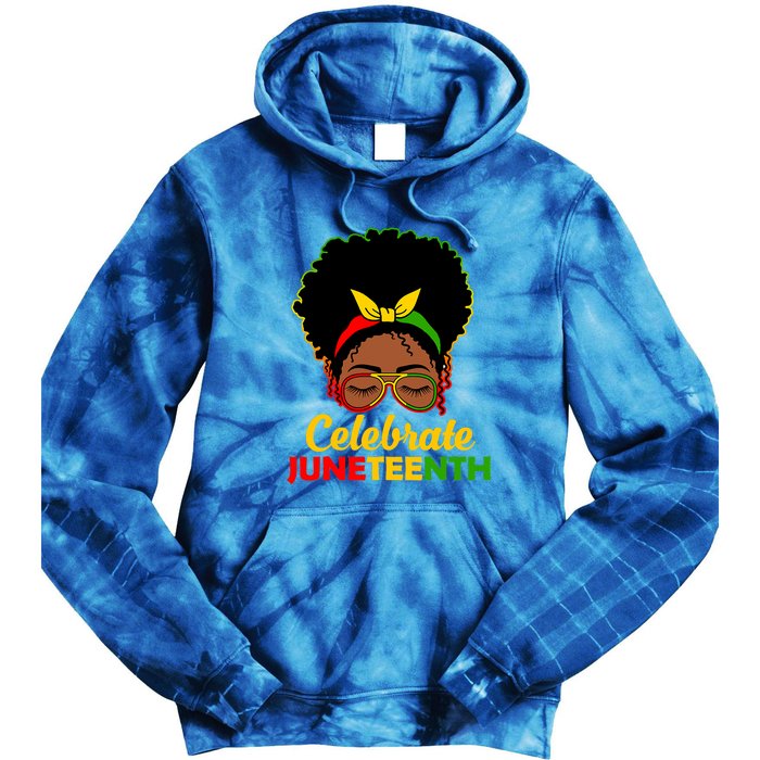 Black Women Messy Bun Juneteenth Celebrate Indepedence Day Gift African Pride Tie Dye Hoodie