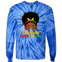 Black Women Messy Bun Juneteenth Celebrate Indepedence Day Gift African Pride Tie-Dye Long Sleeve Shirt