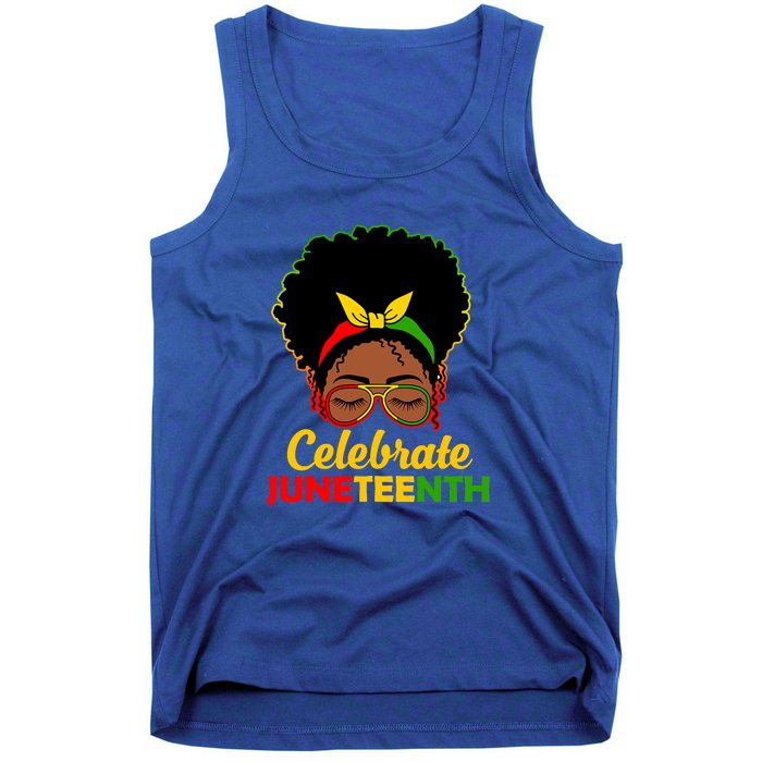 Black Women Messy Bun Juneteenth Celebrate Indepedence Day Gift African Pride Tank Top