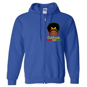 Black Women Messy Bun Juneteenth Celebrate Indepedence Day Gift African Pride Full Zip Hoodie