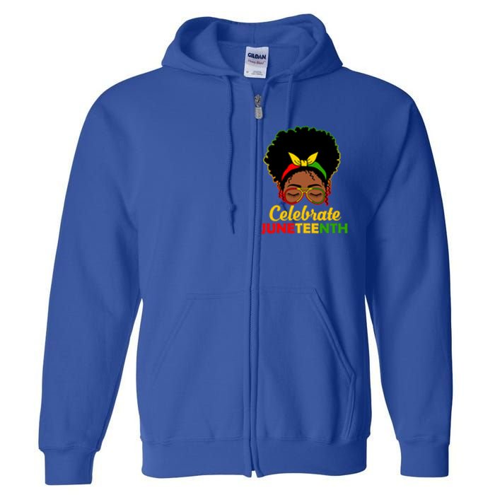 Black Women Messy Bun Juneteenth Celebrate Indepedence Day Gift African Pride Full Zip Hoodie