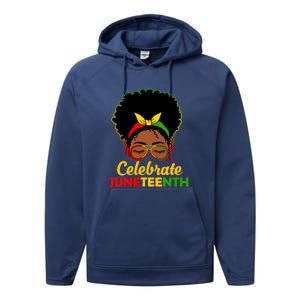 Black Women Messy Bun Juneteenth Celebrate Indepedence Day Gift African Pride Performance Fleece Hoodie