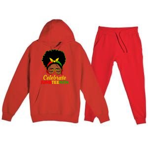 Black Women Messy Bun Juneteenth Celebrate Indepedence Day Gift African Pride Premium Hooded Sweatsuit Set