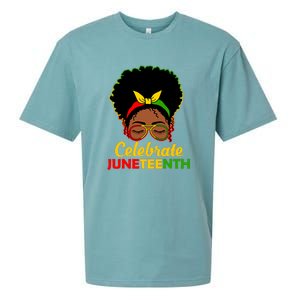 Black Women Messy Bun Juneteenth Celebrate Indepedence Day Gift African Pride Sueded Cloud Jersey T-Shirt