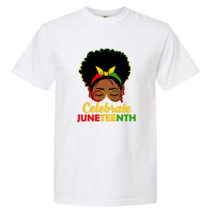 Black Women Messy Bun Juneteenth Celebrate Indepedence Day Gift African Pride Garment-Dyed Heavyweight T-Shirt