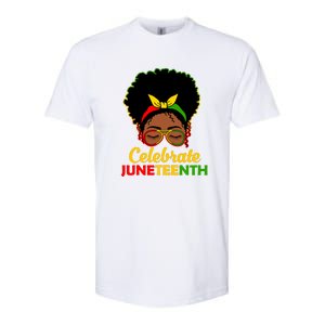 Black Women Messy Bun Juneteenth Celebrate Indepedence Day Gift African Pride Softstyle CVC T-Shirt