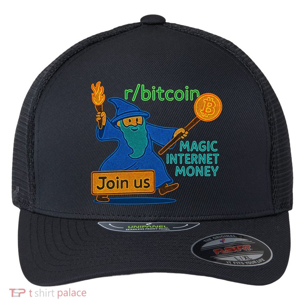 Bitcoin Wizard Magic Internet Money Flexfit Unipanel Trucker Cap
