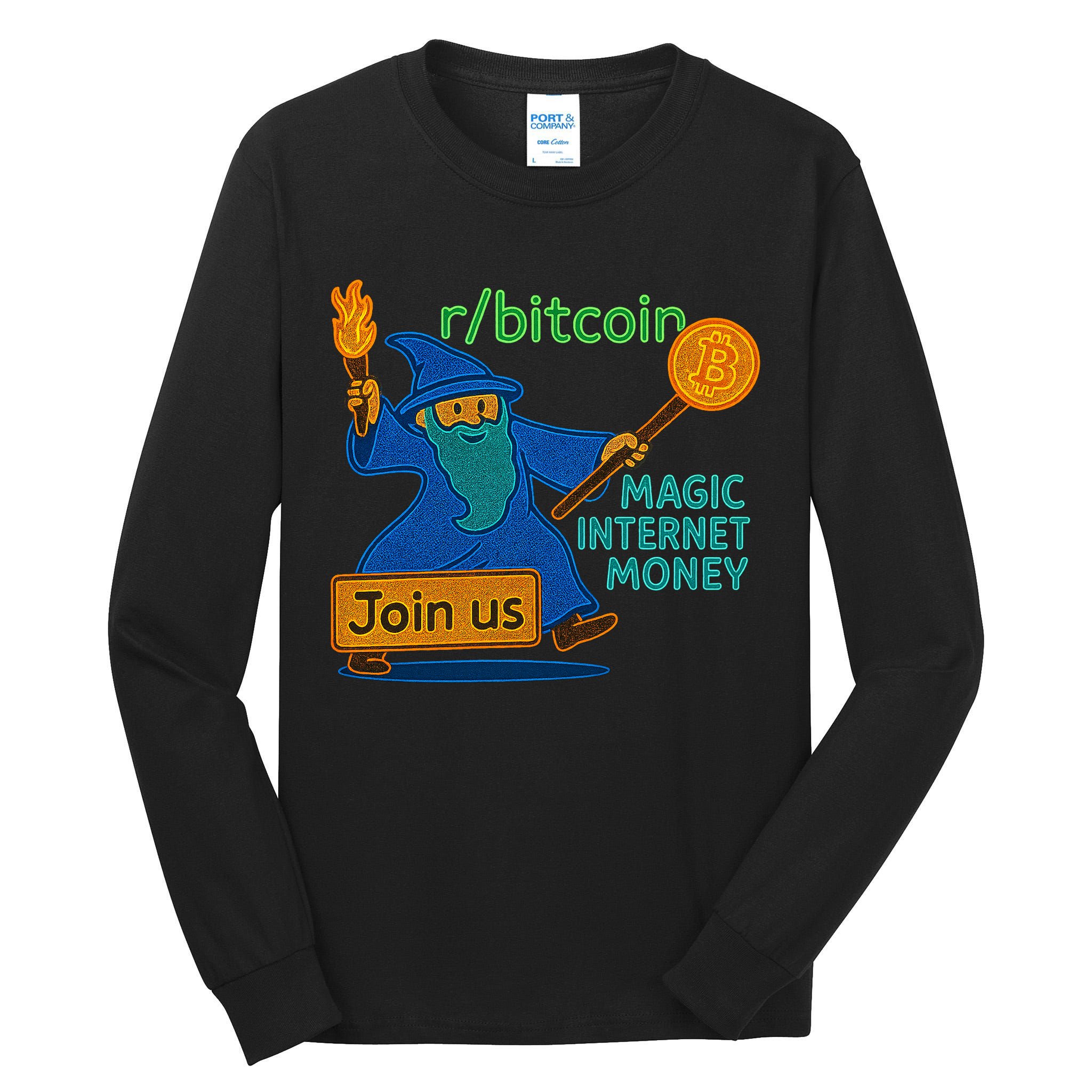 Bitcoin Wizard Magic Internet Money Tall Long Sleeve T-Shirt