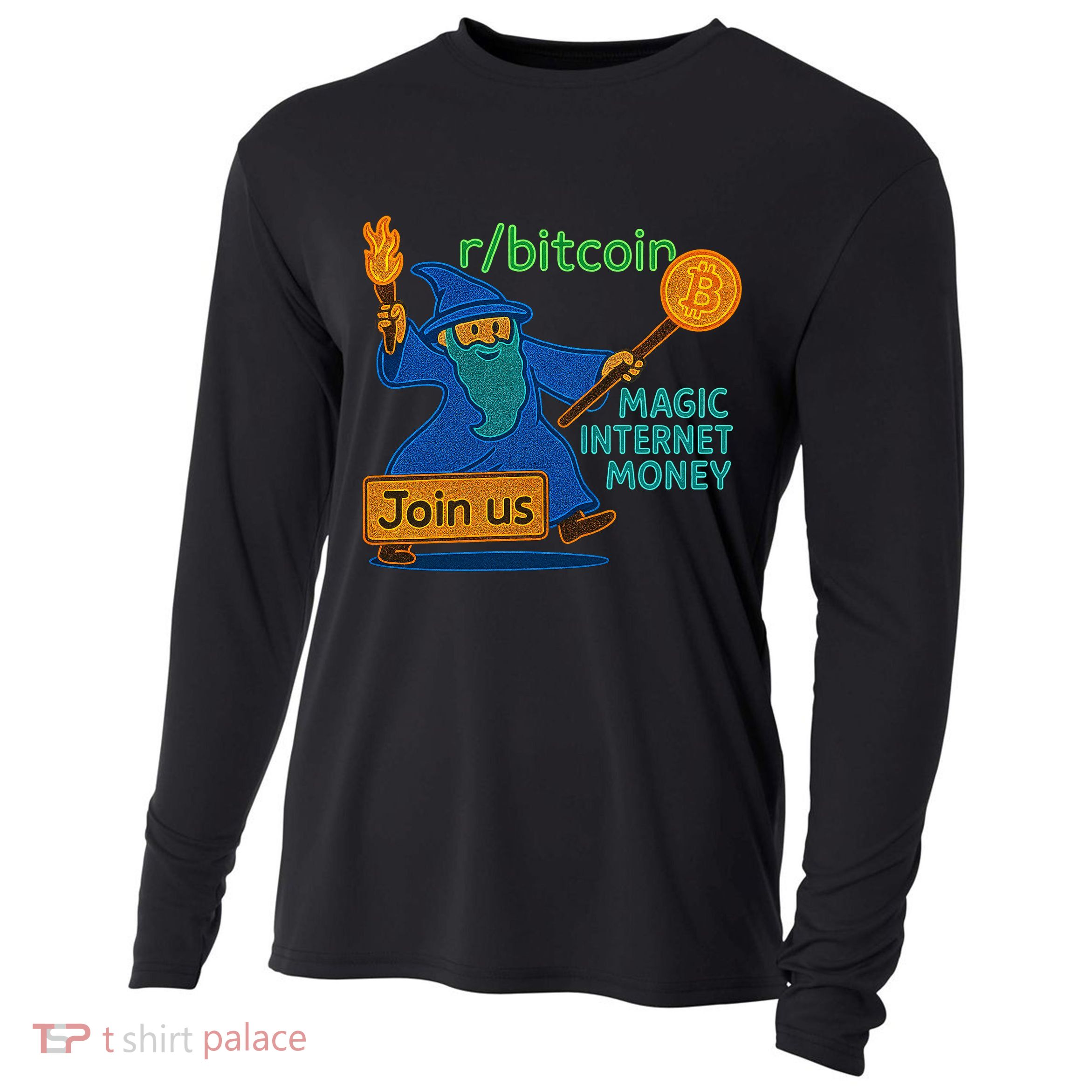 Bitcoin Wizard Magic Internet Money Cooling Performance Long Sleeve Crew