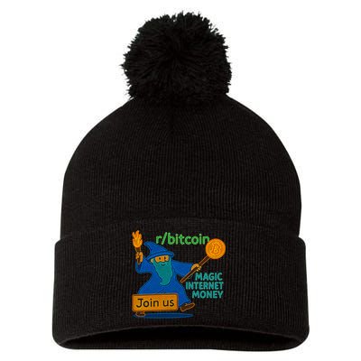 Bitcoin Wizard Magic Internet Money Pom Pom 12in Knit Beanie