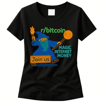 Bitcoin Wizard Magic Internet Money Womens T-Shirt