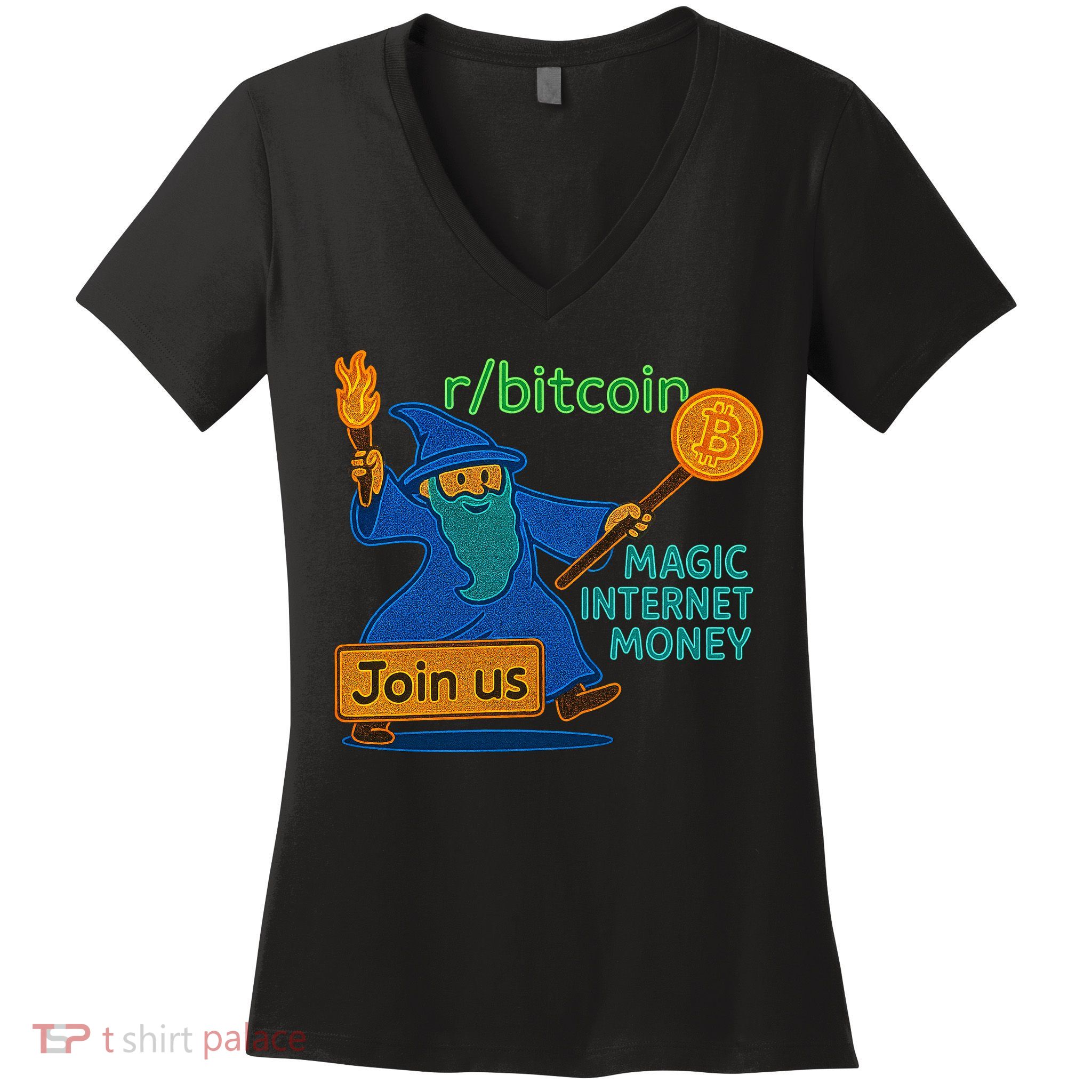 Bitcoin Wizard Magic Internet Money Women's V-Neck T-Shirt
