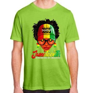 Black Women Messy Bun Juneteenth Remembering My Ancestors Adult ChromaSoft Performance T-Shirt