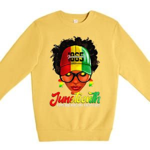 Black Women Messy Bun Juneteenth Remembering My Ancestors Premium Crewneck Sweatshirt