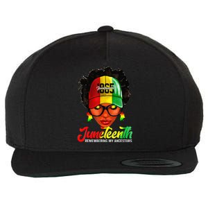 Black Women Messy Bun Juneteenth Remembering My Ancestors Wool Snapback Cap