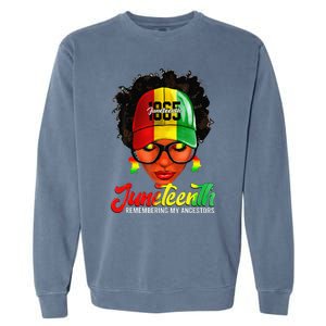 Black Women Messy Bun Juneteenth Remembering My Ancestors Garment-Dyed Sweatshirt