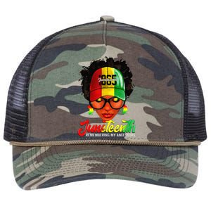 Black Women Messy Bun Juneteenth Remembering My Ancestors Retro Rope Trucker Hat Cap