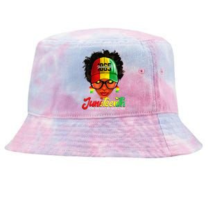 Black Women Messy Bun Juneteenth Remembering My Ancestors Tie-Dyed Bucket Hat