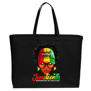 Black Women Messy Bun Juneteenth Remembering My Ancestors Cotton Canvas Jumbo Tote