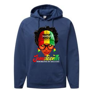 Black Women Messy Bun Juneteenth Remembering My Ancestors Performance Fleece Hoodie