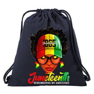 Black Women Messy Bun Juneteenth Remembering My Ancestors Drawstring Bag