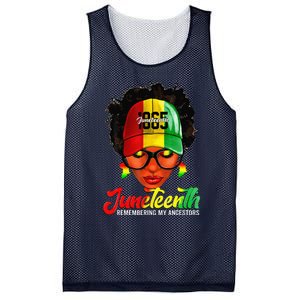 Black Women Messy Bun Juneteenth Remembering My Ancestors Mesh Reversible Basketball Jersey Tank