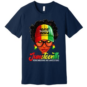 Black Women Messy Bun Juneteenth Remembering My Ancestors Premium T-Shirt