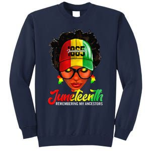 Black Women Messy Bun Juneteenth Remembering My Ancestors Tall Sweatshirt