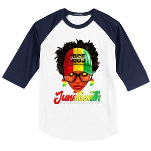 Black Women Messy Bun Juneteenth Remembering My Ancestors Baseball Sleeve Shirt