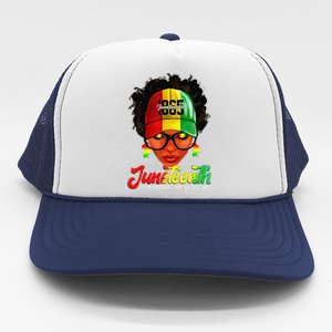 Black Women Messy Bun Juneteenth Remembering My Ancestors Trucker Hat