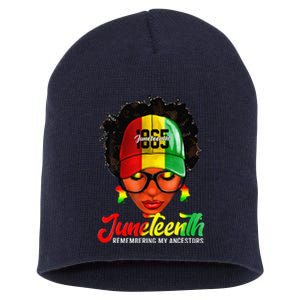 Black Women Messy Bun Juneteenth Remembering My Ancestors Short Acrylic Beanie