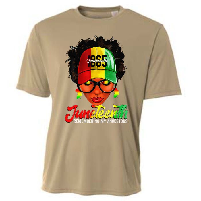 Black Women Messy Bun Juneteenth Remembering My Ancestors Cooling Performance Crew T-Shirt