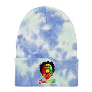 Black Women Messy Bun Juneteenth Remembering My Ancestors Tie Dye 12in Knit Beanie