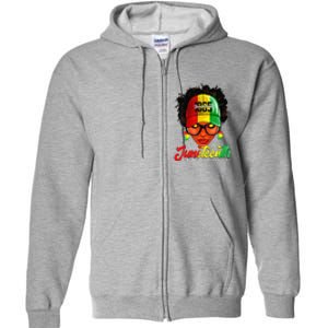 Black Women Messy Bun Juneteenth Remembering My Ancestors Full Zip Hoodie