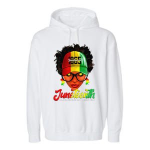 Black Women Messy Bun Juneteenth Remembering My Ancestors Garment-Dyed Fleece Hoodie