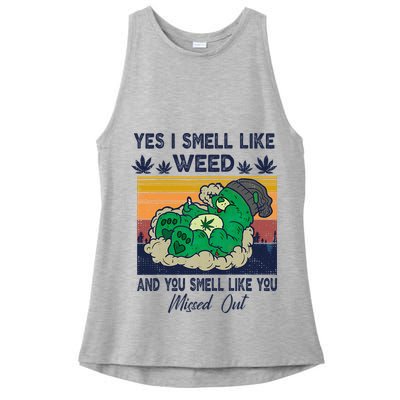 Bear Weed Marijuana 420 Smoker Yes I Smell Like Weed Ladies PosiCharge Tri-Blend Wicking Tank