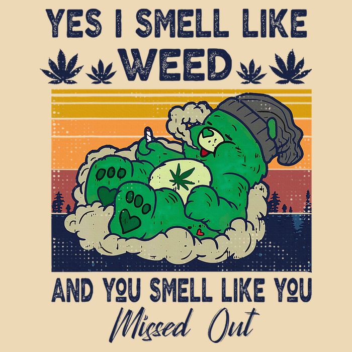 Bear Weed Marijuana 420 Smoker Yes I Smell Like Weed Drawstring Bag