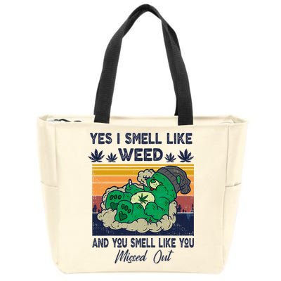Bear Weed Marijuana 420 Smoker Yes I Smell Like Weed Zip Tote Bag