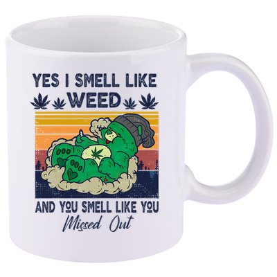 Bear Weed Marijuana 420 Smoker Yes I Smell Like Weed 11oz C Handle Ceramic Mug