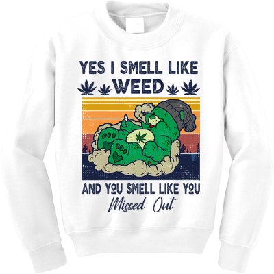 Bear Weed Marijuana 420 Smoker Yes I Smell Like Weed Kids Sweatshirt