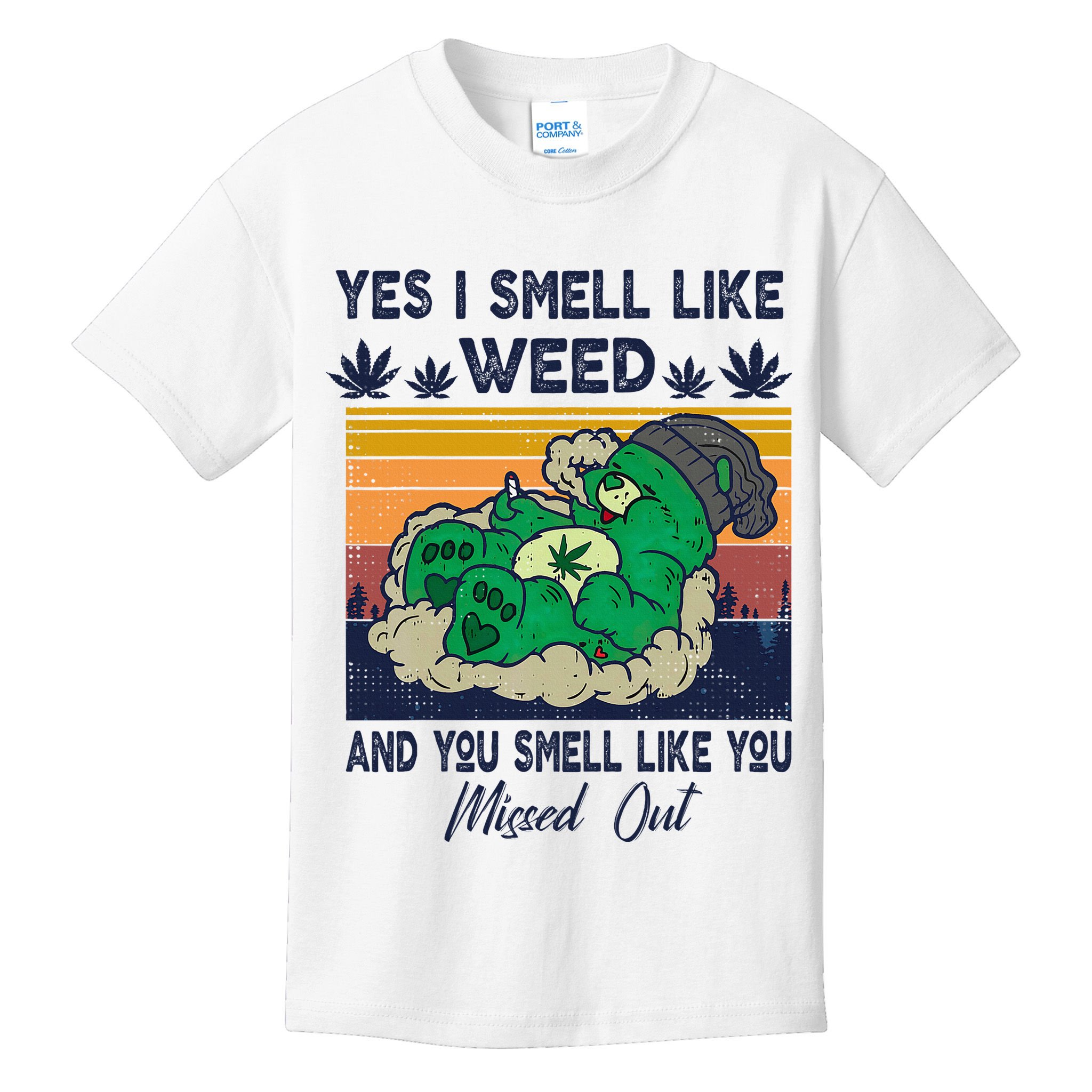 Bear Weed Marijuana 420 Smoker Yes I Smell Like Weed Kids T-Shirt