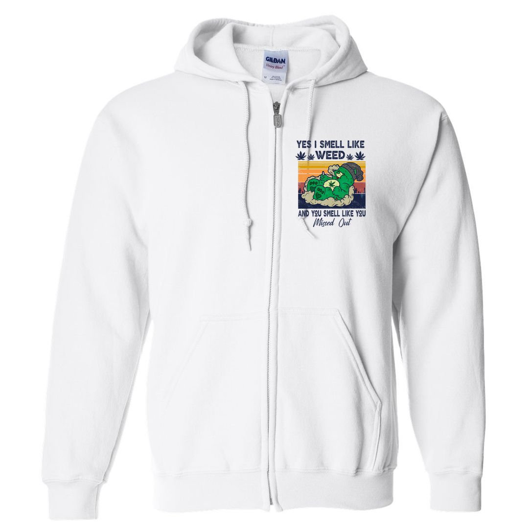Bear Weed Marijuana 420 Smoker Yes I Smell Like Weed Full Zip Hoodie