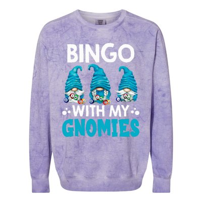 Bingo With My Gnomies Funny Bingo Gnome Colorblast Crewneck Sweatshirt