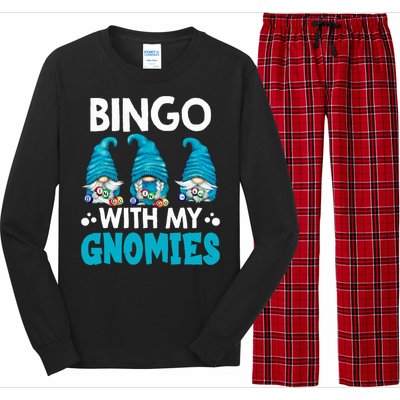 Bingo With My Gnomies Funny Bingo Gnome Long Sleeve Pajama Set