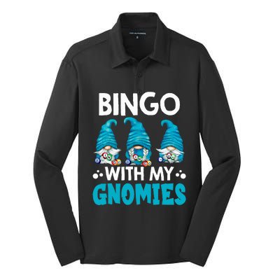 Bingo With My Gnomies Funny Bingo Gnome Silk Touch Performance Long Sleeve Polo