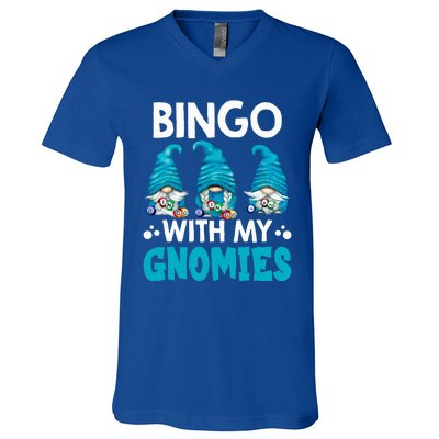 Bingo With My Gnomies Funny Bingo Gnome V-Neck T-Shirt