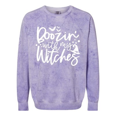 Boozin With My Witches Spooky Halloween Colorblast Crewneck Sweatshirt