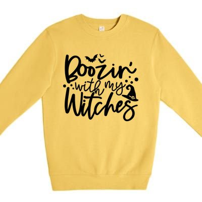 Boozin With My Witches Spooky Halloween Premium Crewneck Sweatshirt