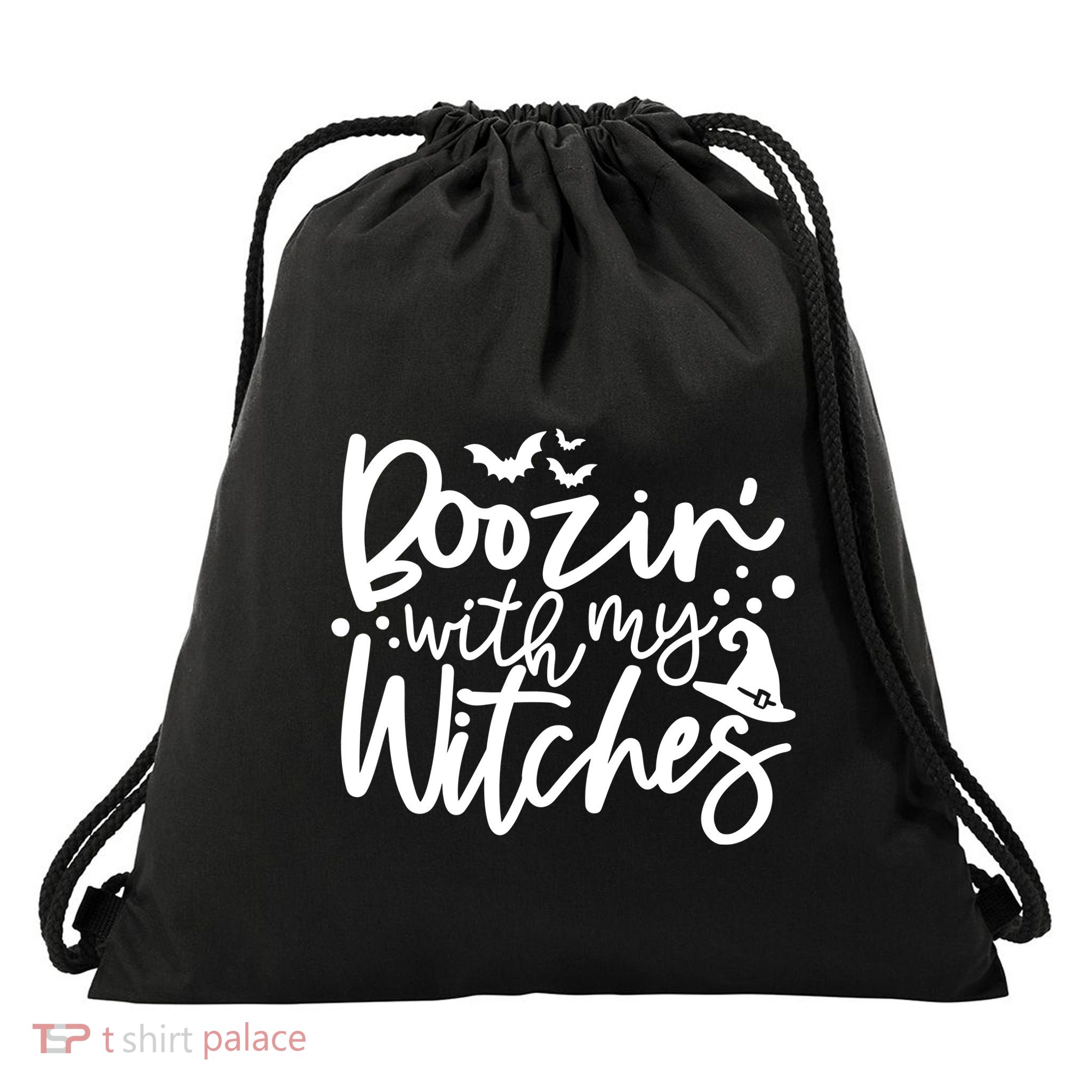 Boozin With My Witches Spooky Halloween Drawstring Bag